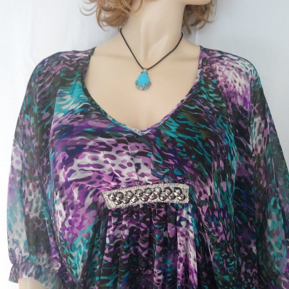 JENNIFER LOPEZ Multi Color top Blouse Sz XS CHIC! - Picture 7 of 9